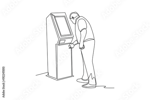 Self Service Digital Tax Machine. Tax and Financial Digital Concept. Single line draw design Video 4k. Footage graphic illustration