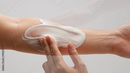 Skincare Cream Application, Moisturizer on Arm, Body Care Routine, Dermatological Product