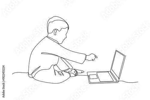 Young Mind Guided By AI. Ai and Human Colaboration Concept. Single line draw design Video 4k. Footage graphic illustration