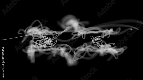 Swirling Star Made From Chaotic White Scribble Lines.
This high-contrast animation features a swirling star-shaped formation composed of tangled, writhing white lines.