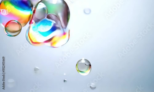 Rainbow soap bubbles. Colorful iridescent orbs. Shiny transparent spheres. Floating on gray background. Vector illustration. Bubbles with rainbow colors. Soap bubble texture. Gradient