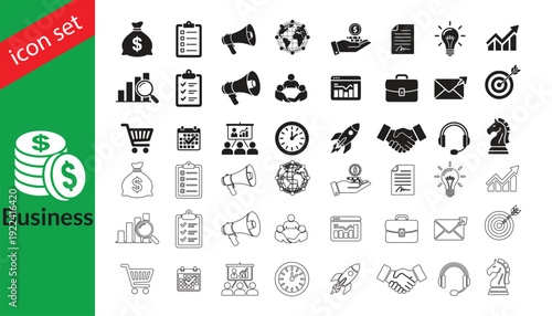 Business icon set collection with vector illustration for marketing and finance management