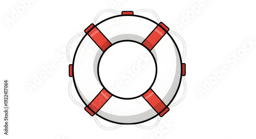 Cartoon Life Preserver Icon on White