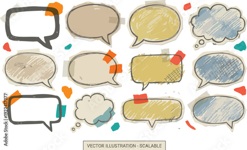 Collection of Hand Drawn Speech Bubbles.
