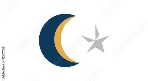 A stylized illustration of a crescent moon and star, symbolizing celestial bodies, against a simple backdrop from a straightforward viewpoint