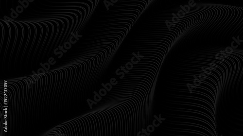Wallpaper Mural A pattern of dense, elegant curved lines on a black background, creating a dynamic 3D texture effect. Torontodigital.ca