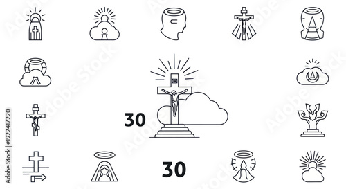 Christianity Icons Set: Cross, Jesus, Angels, Faith, Spirituality, Religion, Belief, Hope