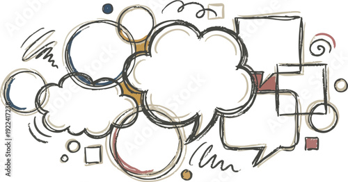 Hand Drawn Thought Bubbles and Speech.