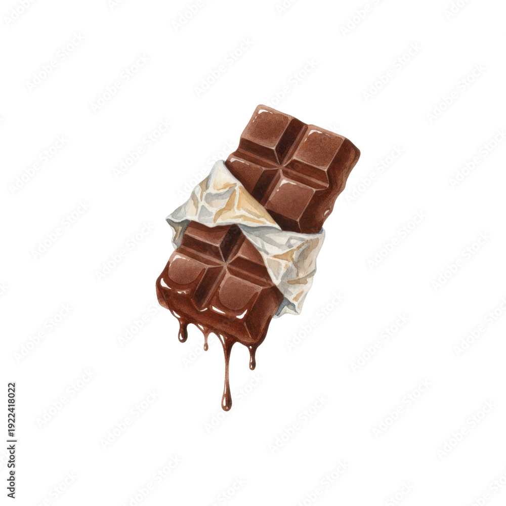 Fototapeta premium Melting Chocolate Bar in Wrapper with Dripping