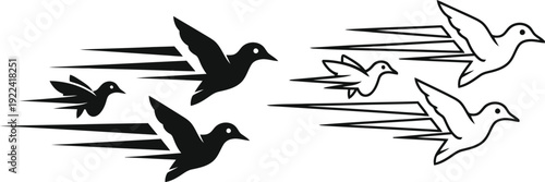 Dynamic illustration of a bird taking flight, capturing the moment of upward movement and liberation.