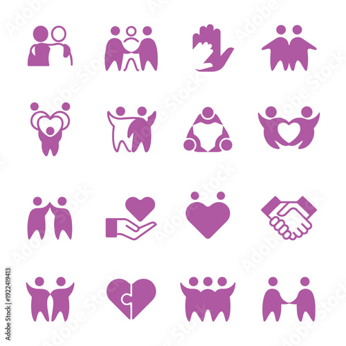 Buddies Hug Outline Vector Set