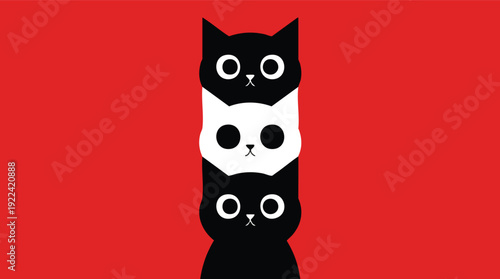 Three Cats Stacked on Top.