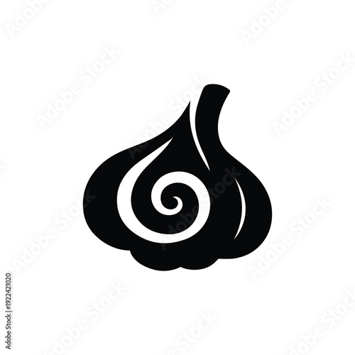 Garlic clove minimal icon, Garlic silhouette icon