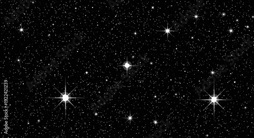 Sparkling Stars and Constellations in a Deep Black Night Sky - Cosmic Background