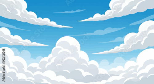 Fluffy White Clouds Drifting in a Clear Blue Sky - Animated Background