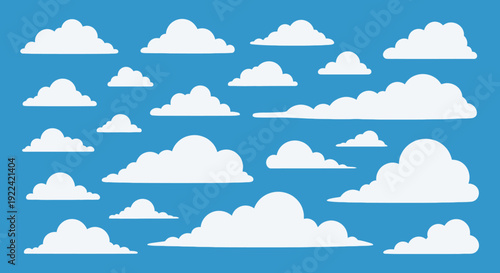 Fluffy White Cumulus Clouds Floating in a Vibrant Blue Sky Background