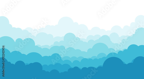 Abstract Sky with Layered Blue Clouds and White Space, Minimalist Digital Art Backdrop