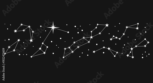 Celestial Constellations and Stars on a Dark Night Sky Background Illustration