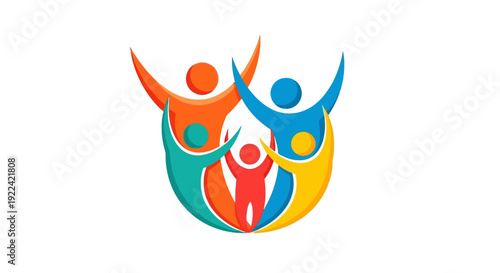 Vibrant Abstract Family Togetherness Symbol, Unity, Support, and Love Concept