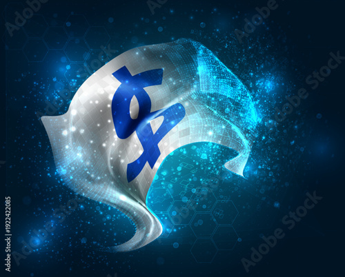 Dollar, vector 3d flag virtual triangular polygons on a color background