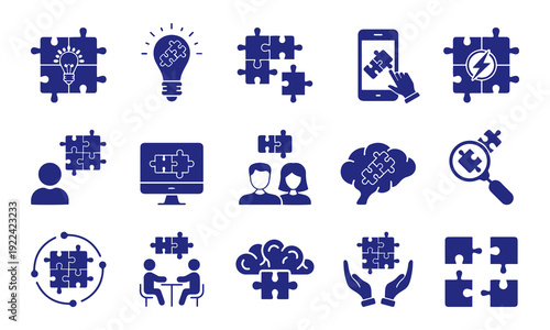 Business Puzzle Solution Icon Collection