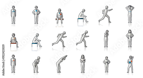 Collection of Sketchy Human Figures in Various Poses and Actions.