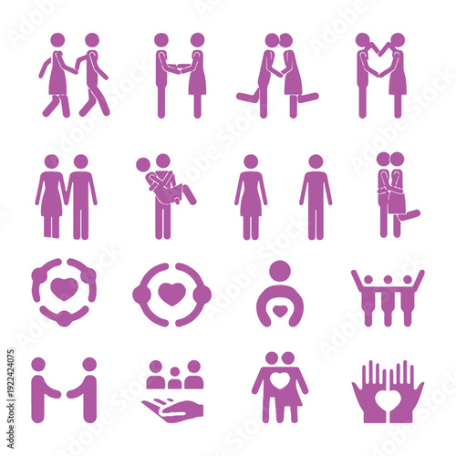 Donation Giving Heart Outline Icons