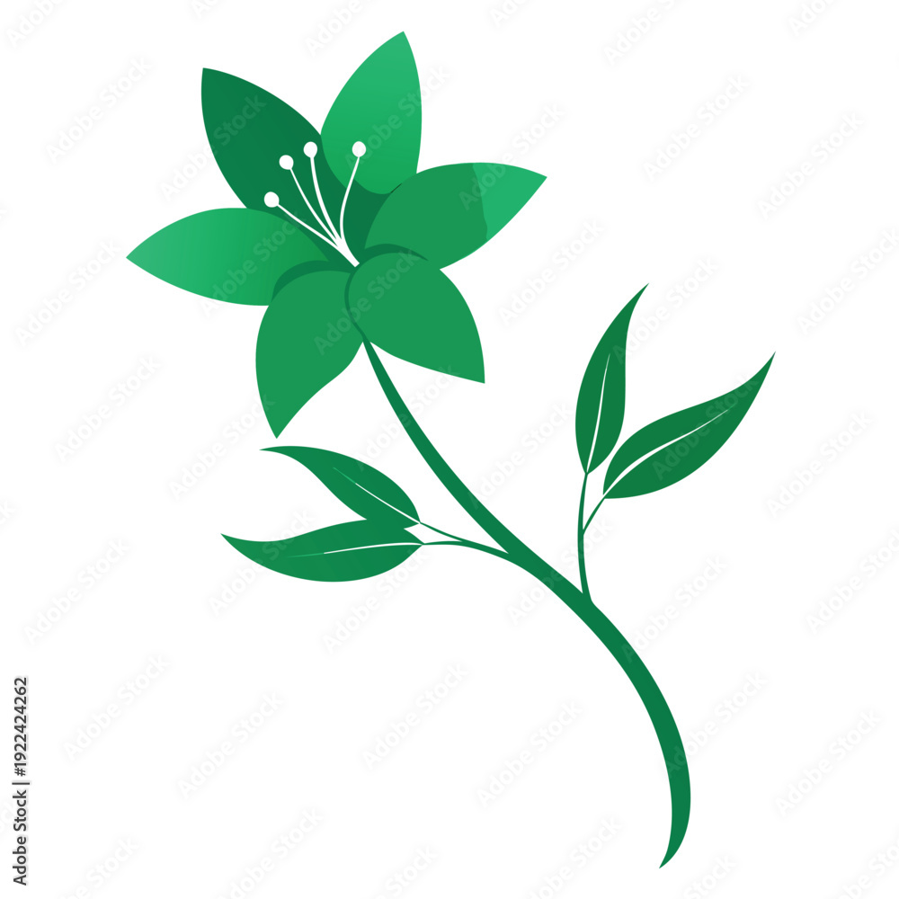 Obraz premium green and white flower silhouette on white background