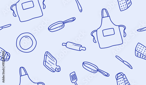 Cute cooking seamless pattern background