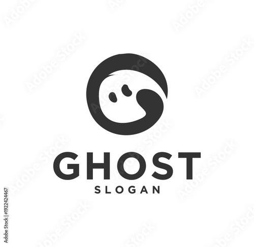 Simple ghost logo design retro hipster vintage emblem