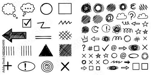 Abstract black lines and geometric shapes on a plain white background create a minimalist design