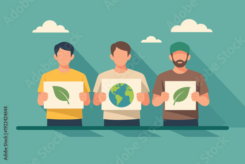 People care of the earth. Earth Day and Eco Campaign Concept. Vector graphic illustration