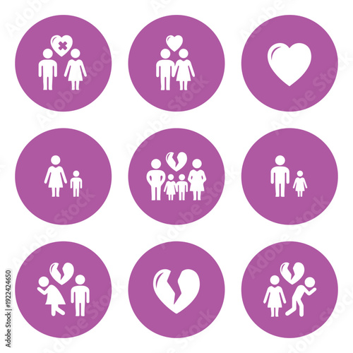 Family Help Round Icon Set