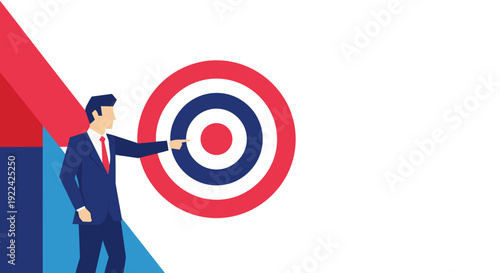Business leader pointing target goal achievement minimal vector