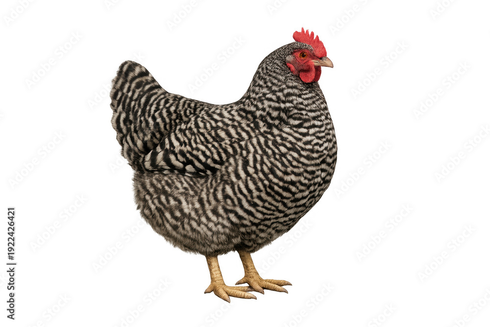 Fototapeta premium Barred rock hen standing with transparent background