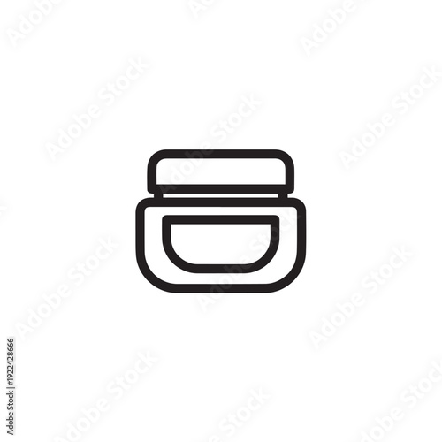 Cosmetic jar and lid icon line art simple beauty product container for skincare or makeup cream moisturizer facial care and organic wellness product with clean design element