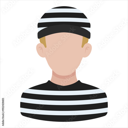 Prisoner or convict avatar in striped uniform