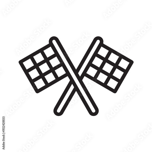 Crossed checkered racing flags icon symbolizing finish line victory and competitive motorsport success in professional speed events and automotive championship tournaments