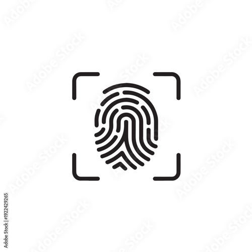 Fingerprint scanner icon technology symbol for security authentication and digital identification system biometric scan for access control privacy protection and user verification