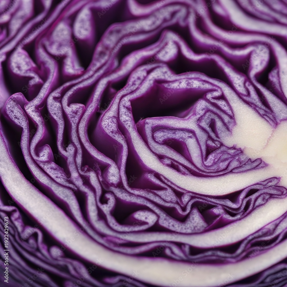 Obraz premium Close up of fresh purple cabbage with layers visible