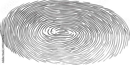 Black fingerprint swirl on white background pattern
