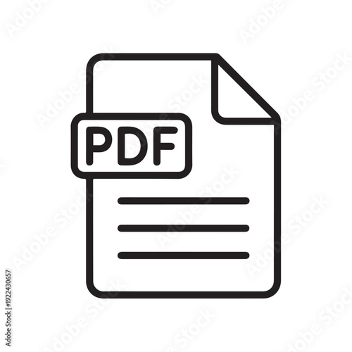 Pdf file format icon for digital document management electronic paperless workflow symbol isolated on transparent background for office productivity application interface