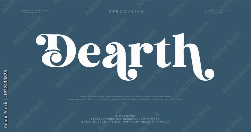 Fototapeta premium Dearth typography on blue background with white text
