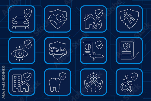 Home Appliances set icon. Vacuum cleaner, refrigerator, kettle, coffee machine, cooking pot, microwave oven, electric fan, game controller, washing machine, multicooker, television screen