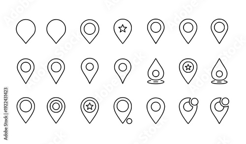 Outline Map Pin Vector Icon Pack – Minimal Location Markers