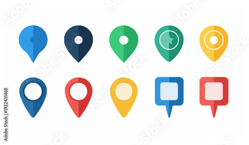Flat Colored Map Pin Vector Icons – Travel & Navigation