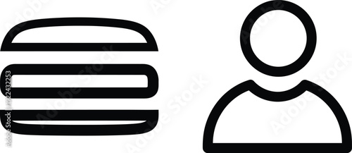 hamburger and person icon  simple food and user symbol