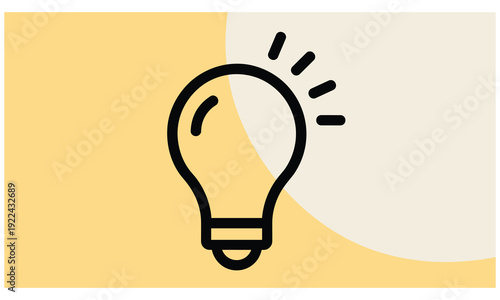 Simple lightbulb icon symbolizing ideas and innovation on a bright yellow background representing creativity and inspiration for problem-solving and brainstorming.