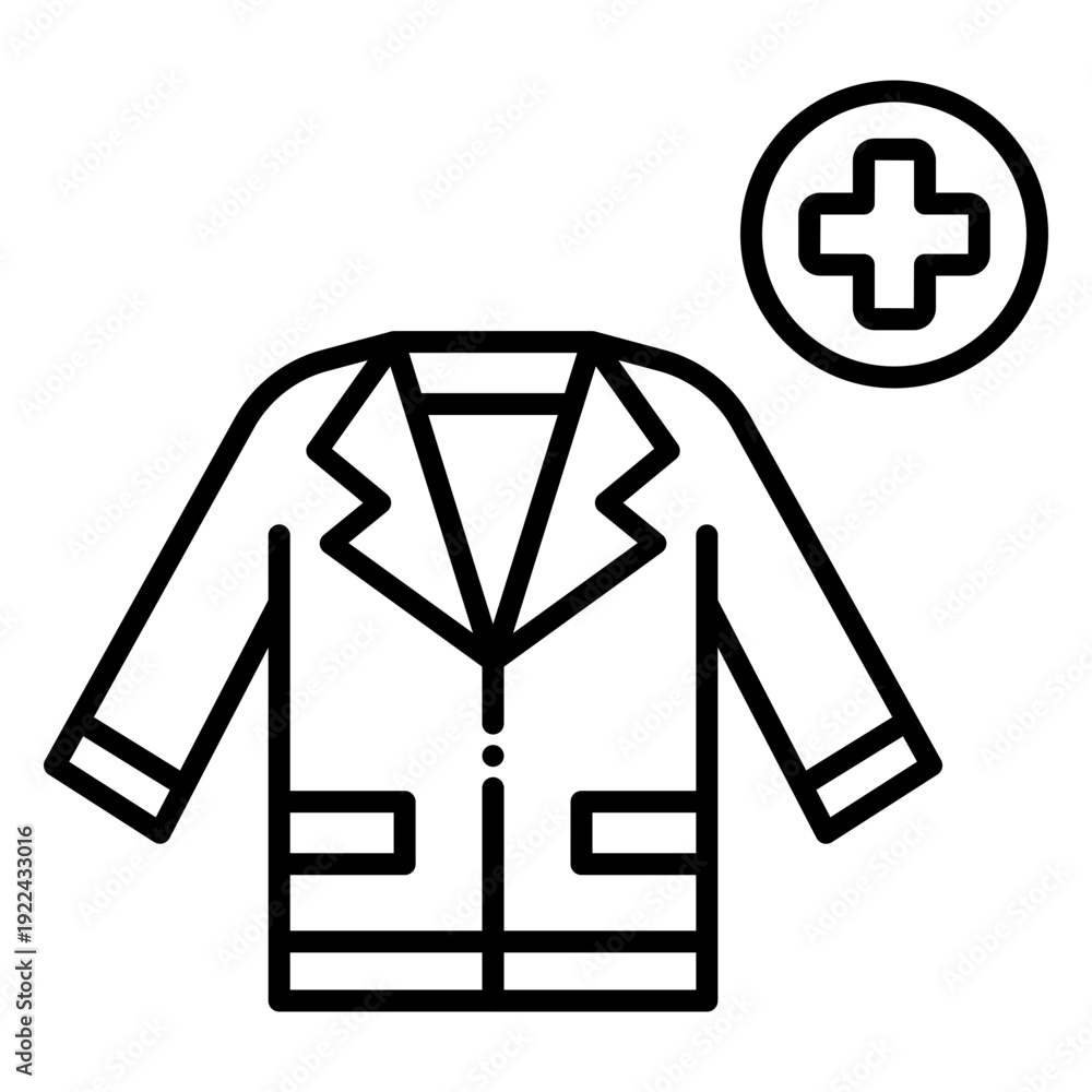 Obraz premium Doctor Coat Icon with Medical Cross Symbol