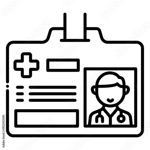 Doctor ID Badge with Photo and Medical Symbol Vector Icon